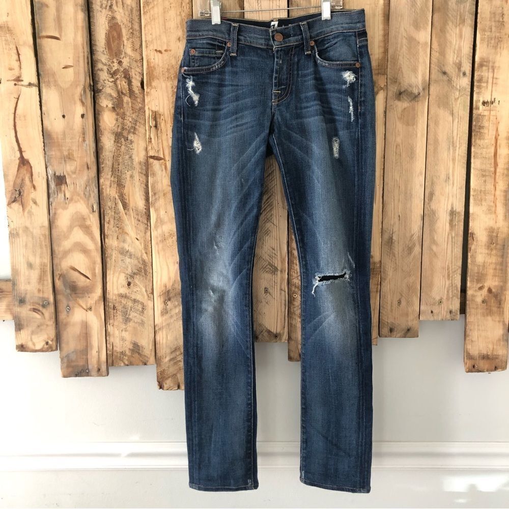 7 for All Mankind Roxanne Distressed Jeans Size 24 - Picture 2 of 14